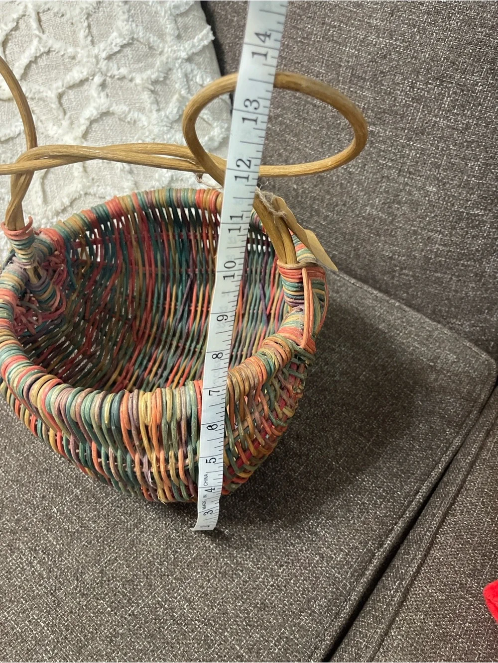 Eye Of God Rustic Twig Rattan Buttocks Basket Handmade Woven Primitive